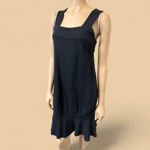 Free People Beach Dress XS‎ Cotton Stretch Square Neck Pockets Ruffle Bubble NWT